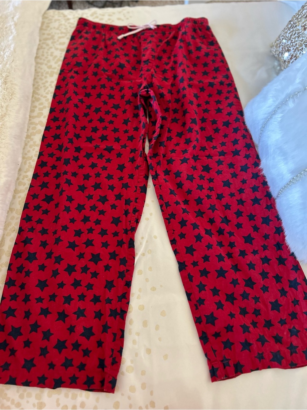 Men’s Red & Navy Star Print Pajama Pants Sz M